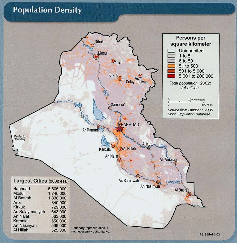 Irak - Densidad de población