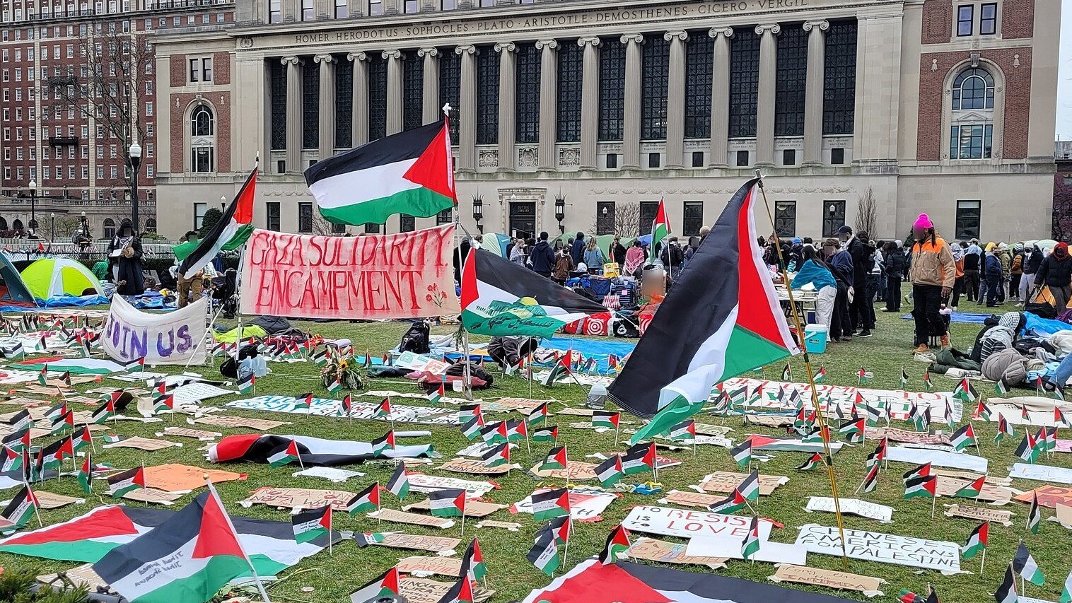 Protesta en solidaridad con Gaza en la Universidad de Columbia